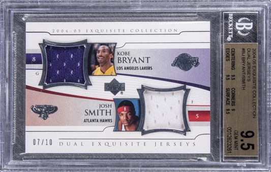 2004-05 UD "Exquisite Collection" Dual Jerseys #BJ Kobe Bryant/Josh Smith Game Used Patch Rookie Card (#07/10) - BGS GEM MINT 9.5